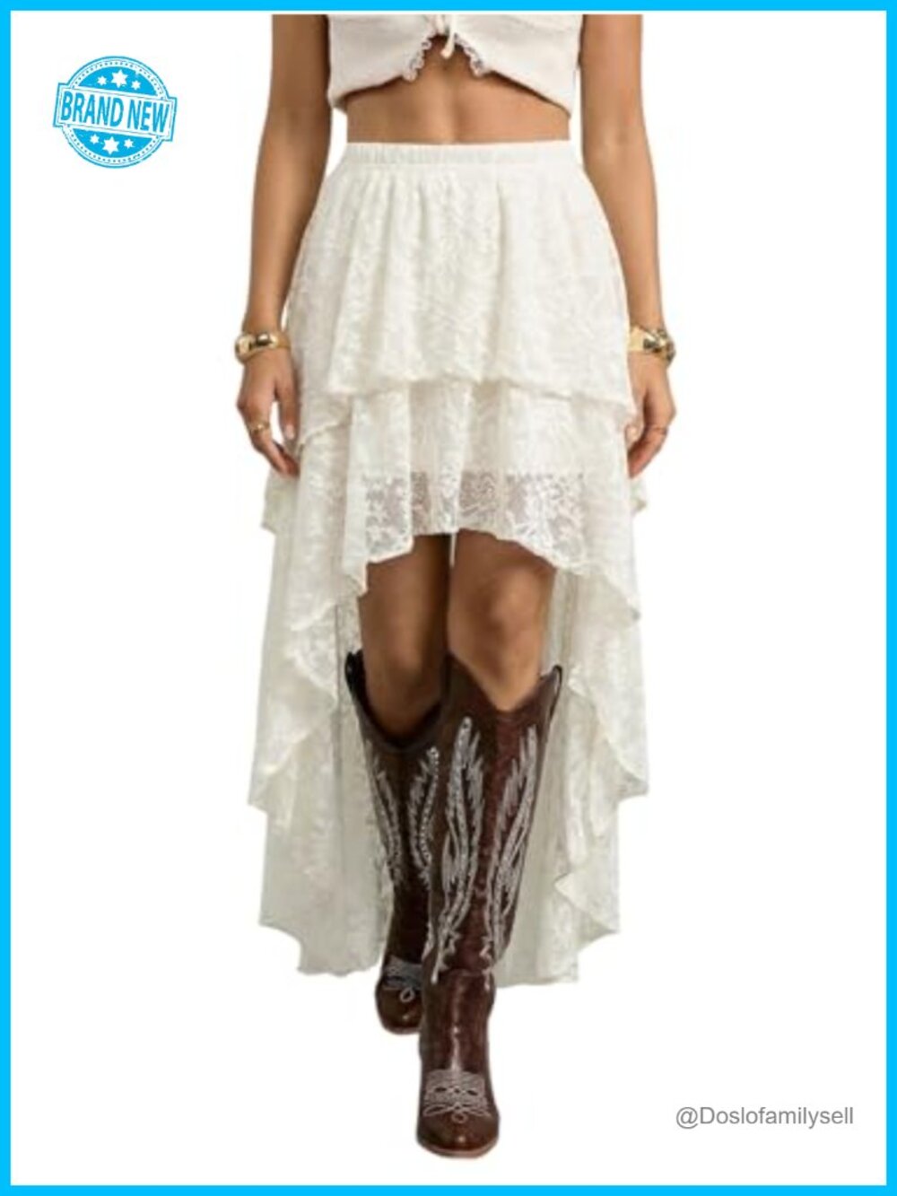 High Low Maxi Skirt Ruffle High Waist Double Layered Rave Outfit